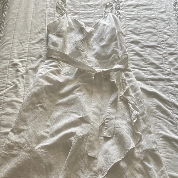 banana republic white mini dress Banana Republic Women's Pocket Mini Dress Cream White Linen Size XL
